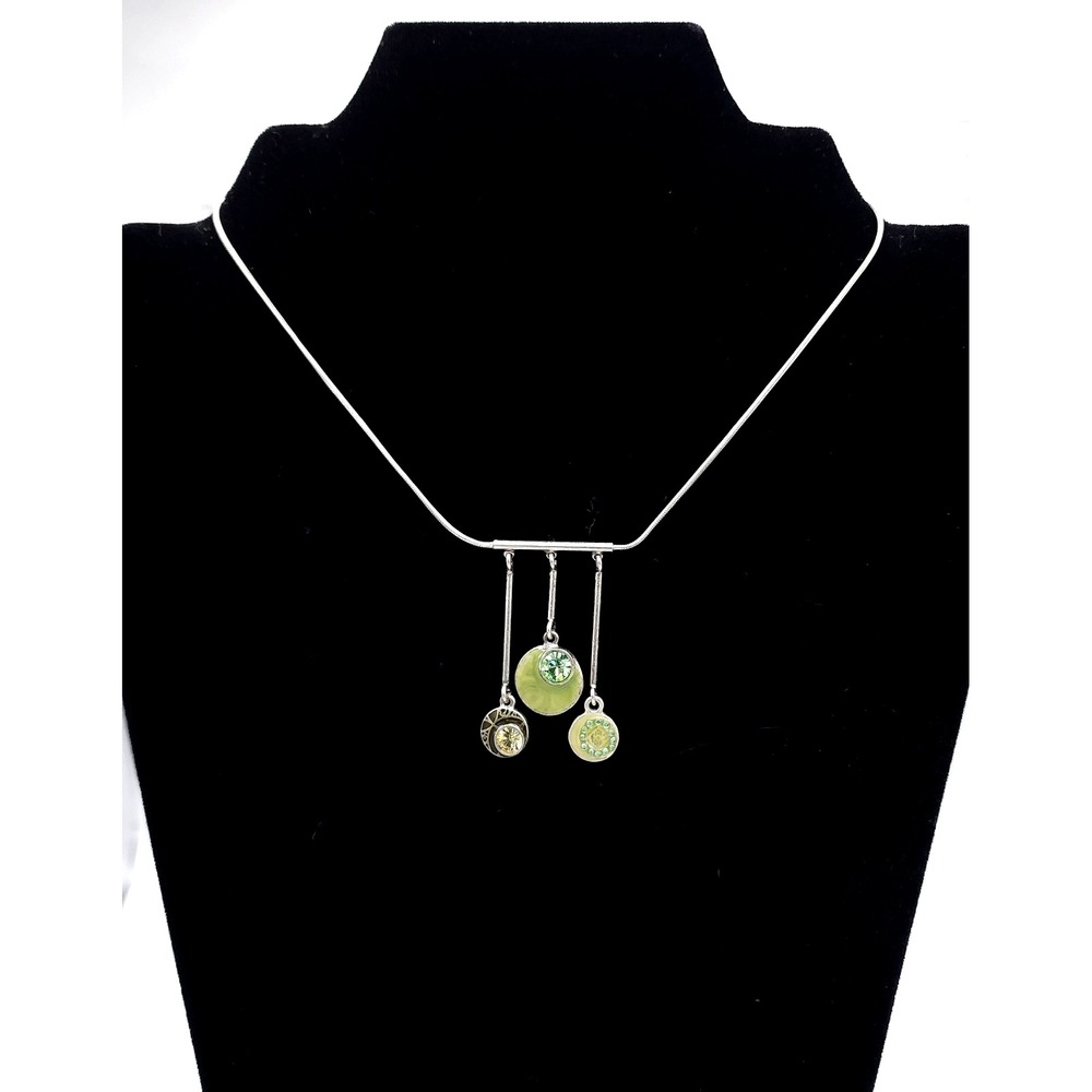 Pilgrim Swarovski Crystal Green Drop Necklace Silver Plated Danish Design NWT